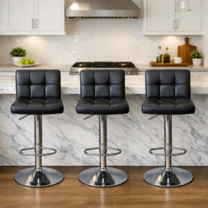 Kit 3 Banqueta Gomos para Cozinha Bar Bancada balcão Americano em Material Sintético 3-35 Preto