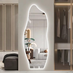 Espelho Orgânico 110cm 50cm LED Quente/Frio/S/LED Flame Premium Quarto Sala Salão Loja Instalação Fácil - Espelho 110x50cm LED Frio