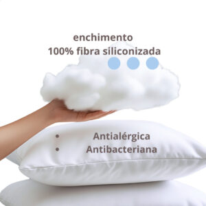 Travesseiro 50x70 Suporte Firme 100% Macio Adulto Fibra Siliconizada Antialérgico