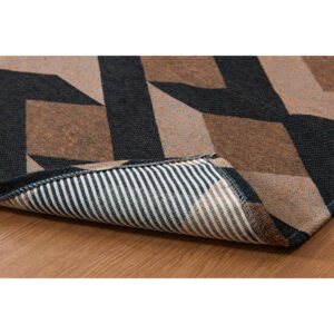 Tapete Jacquard Legítimo 3,0m x 2,0m Antiderrapante Estampas Diversas Sala Quarto Geométrico - Xadrez Marrom e Preto