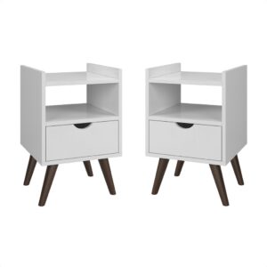 Kit 2 Mesas Cabeceira Quarto Gaveta Decoração Resistente Multiuso Organizador Nicho Retro Cores - KIT ALICE BRANCO