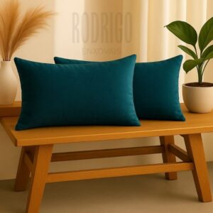 kit 2 Almofadas Baguete 50x30 em Suede "enchimento incluso" - Azul