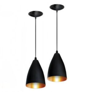 Kit 3 Luminárias Modernas Pendentes Sala Jantar De Teto Preta - Kit com 2 Luminárias