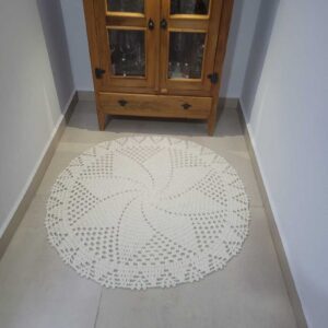 Tapete de Crochê Redondo Feito a Mão Sala ,Quarto ,Cozinha 90CM