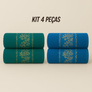 Kit4 Toalhas de Banho Banhão Gigante 100% Algodão – Super Macias, Alta Absorção e Qualidade Premium - KIt 4 Toalhas - Azul&Verde