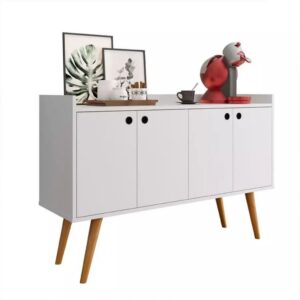 Aparador Buffet Retrô 4 Portas Cantinho do Café / Sala de Estar Organizador de Cozinha Balcão Dallas - Off White