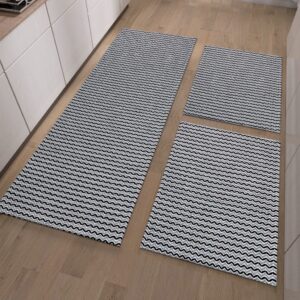 Jogo De Passadeiras 3 Peças Sendo 2 Tapetes 40 cm x 60 cm -1 Passadeira 40 cm x 130 cm-Sala Cozinha