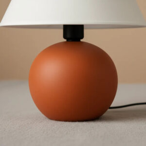 Abajur Luminaria De Ceramica Com Cúpula Sala Quarto Ambiente Decoração Infantil Adulto Cor Fria - Terracota