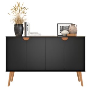 Aparador/Buffet Bar Retrô 4 Portas MAGNUM Cantinho do Café Com Pés Retrô SHARK MOVEIS - Preto