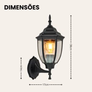 Arandela Parede Bivolt 110/220V Lâmpada E27 Colonial Vintage Grande Vidro Luminaria Modelo Colonial