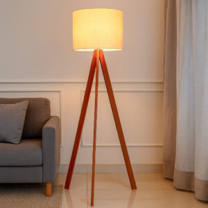 Abajur De Chão Tripé 1,50m Completo Com Cúpula E Fiação Luminária De Piso Para Sala Quarto Decoração