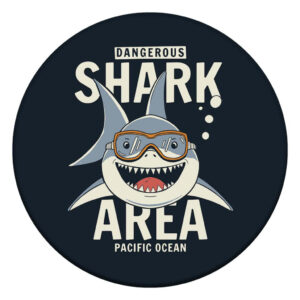 Tapete Redondo 88x88cm Decorativo Antiderrapante Dino - Área Tubarão