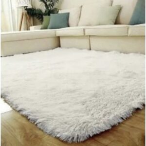 Tapete para Sala 1,40x1,00 Felpudo Shaggy Peludo Promoção - Branco