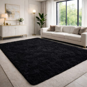 Tapete Peludo, Felpudo De Sala Ou Quarto Luxo 2,00 X 1,50 - Preto
