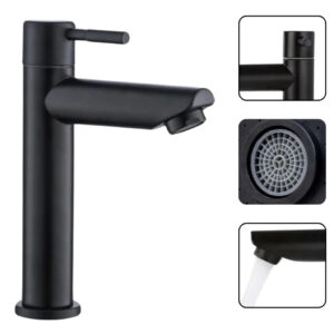 TORNEIRA MONOCOMANDO INOX BLACK 1/4 DE VOLTA COM AREJADOR AGUA FRIA CUBA E PIA LAVABO BANHEIRO