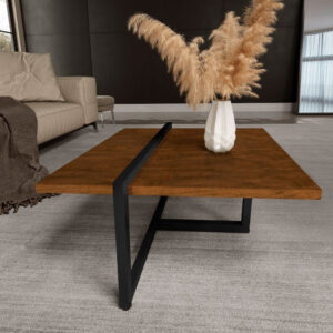 Mesa Centro Estilo Industrial Berlin Decorativa Moderna KLM Móveis - Imbuia/ preto