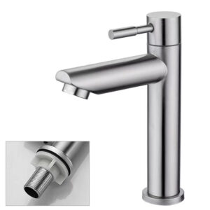 Torneira para banheiro inox metal bancada Torneira fria simples para lavatório