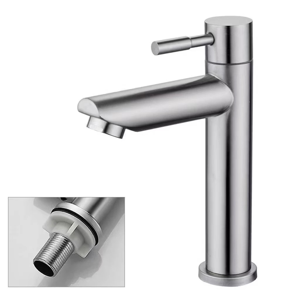 Torneira para banheiro inox metal bancada Torneira fria simples para lavatório