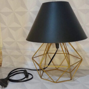Abajur Pequeno luminária Com Aramado Retrô Ideal Para Quarto Diamante - DOURADO CUP PRETO