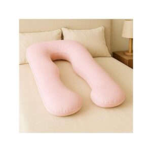 Travesseiro De Corpo Para Gestante gravida 200 fios Micropercal 120x60cm Ergonômico Cama Macio - Rosa