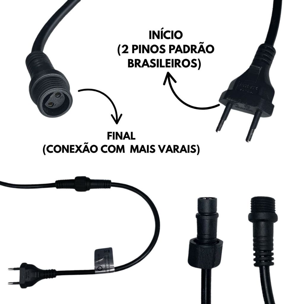 Varal Luzes 15 Soquete 15 Metros Preto Com 15 Lâmpada Bulbo 9w 3000k Amarela 110v 220v Festão Cordão