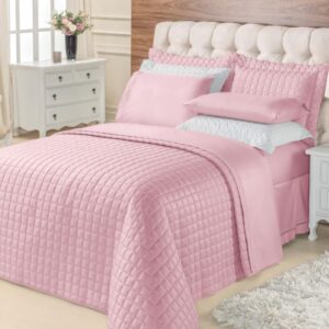 Kit Colcha Cobre Leito Top Line Estampado 3 Pçs 180 fios Premium - Rose