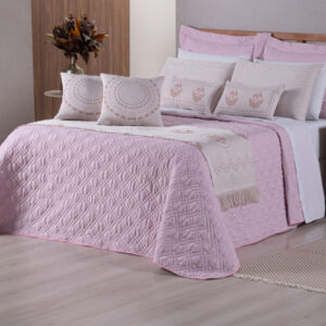 Kit Colcha Cobre Leito Casal King Completo Turin 180 Fios 14 peças Exclusivo Premium - Rose