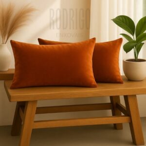 kit 2 Almofadas Baguete 50x30 em Suede "enchimento incluso" - Terracota