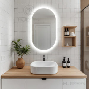 Espelho Oval com LED Bivolt – Iluminado, Moderno e Perfeito para Banheiro e Maquiagem
