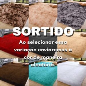 Tapete Peludo Shaggy Luxo Macio Fofinho Pelagem Alta 1,00x1,50 - Sortido