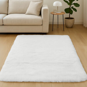 Tapete 1,00x1,50 Sala Quarto Felpudo Varias Cores Premium - Branco