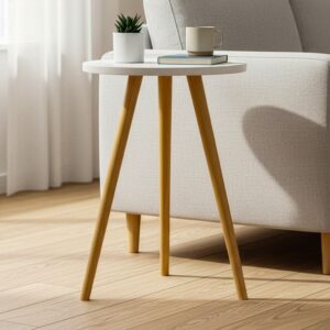 Conjunto de Mesinhas Canto E Apoio Pe Palito Madeira Tripe Porta Quadros E Objetos MDF Branco - Un Branco 35x50