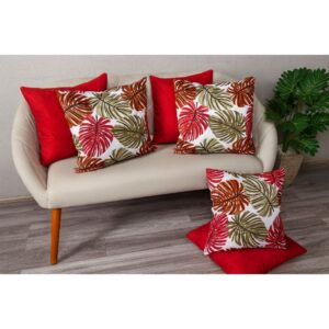 KIT c 6 ALMOFADAS DECORATIVAS CHEIAS 45X45cm ENCHIMENTO DE ESPUMA SOFT - COSTELA VERMELHAcVERMELHO