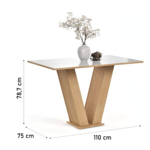 Conjunto Sala de Jantar 4 Lugares Cadeiras Estofadas Mesa Para Cozinha Vivi Tampo Semelhante Vidro