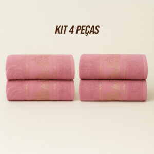 Kit4 Toalhas de Banho Banhão Gigante 100% Algodão – Super Macias, Alta Absorção e Qualidade Premium - KIt 4 Toalhas - Rose