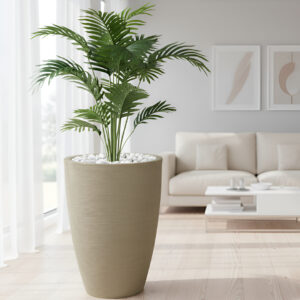 Vaso Grande para Plantas 58x36cm Moderno em Polietileno Decorativo Cone Grafiato Escovado Luxo