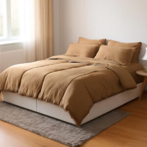 Edredom DUPLA FACE em Tecido SOFTFLEX 400 Fios Dupla Face LISO Premium - CAQUI