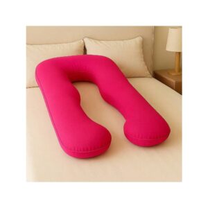 Travesseiro De Corpo Para Gestante gravida 200 fios Micropercal 120x60cm Ergonômico Cama Macio - Pink