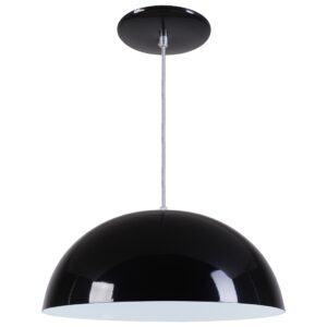 Pendente Meia Lua Bola 34cm em Alumínio Cores Cobre Arandela Luminária Sala Quarto Cozinha - Preto Brilhante