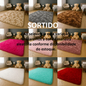 Tapete Felpudo 40mm Pelo Alto 2,00 x 1,50 Para Sala E Quarto - Sortido