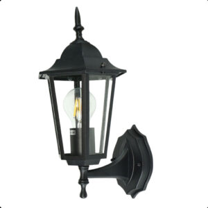 Arandela De Parede Colonial Produ Alumínio E Vidro E27 Vintage Para Jardim Área Externa Bivolt 36cm - PRETO