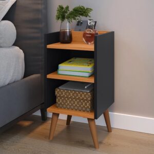 Kit 2 Mesa de Cabeceira ou Unitário para Quarto Charme Retrô Várias Cores Apoio de Cama Mesinha - UNITARIO MAX PRETO CINAMOMO