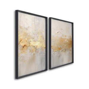 Quadro Decorativo 2 Telas Arte Abstratas Para Sala Quarto Escritorio - Preto Sem vidro 60x90