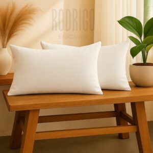 kit 2 Almofadas Baguete 50x30 em Suede "enchimento incluso" - Branco