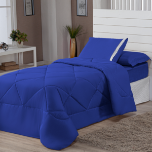Edredons Solteiro Inverno 04 Peças Ternura Infantil Barato - AZUL