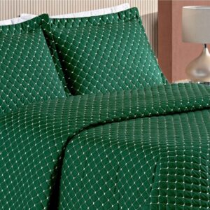Kit Cobre Leito Ravena Casal Padrão/Queen/King3 Peças Matelado Micropercal 200 Fios - Esmeralda