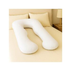 Travesseiro De Corpo Para Gestante gravida 200 fios Micropercal 120x60cm Ergonômico Cama Macio - Branco