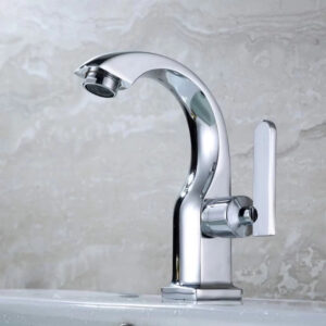 Torneira de banheiro em aço inoxidável 304, 100% metal brilhante, adequada para lavatório, saída de água fria