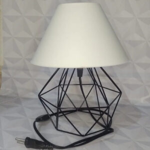 Abajur Pequeno luminária Com Aramado Retrô Ideal Para Quarto Diamante - Preto cup Branca