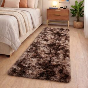 Tapete Passadeira 2,00 x 0,60 Corredor Quarto Sala Beira de Cama Felpudo Peludo - Marrom mesclado